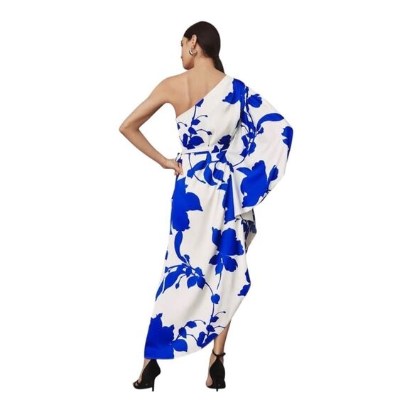 Hutch Anthropologie Floral One Shoulder Satin Maxi Dress Size 18W - Picture 9 of 10